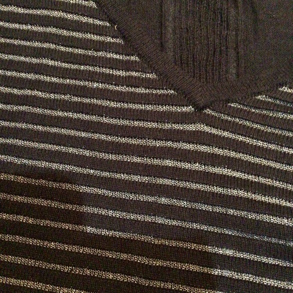 Metalicus, Black Knitted Tunic with Silver Stripes, Size M-L - Picture 4 of 6